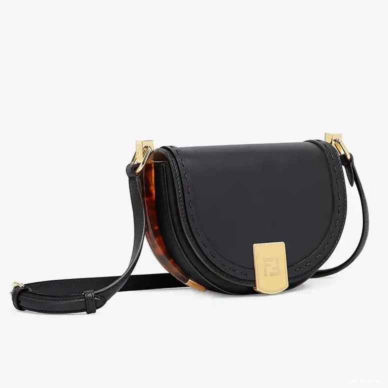 Cheap Leather Bag Logo Black Fendi In Moonlight ROMA Calf 0414 HOT SALE